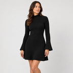 Women's ribbed knit mini dress in Black | Dalham – front view