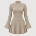 Women's ribbed knit mini dress in Taupe | Dalham – front view
