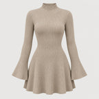 Women's ribbed knit mini dress in Taupe | Dalham – front view