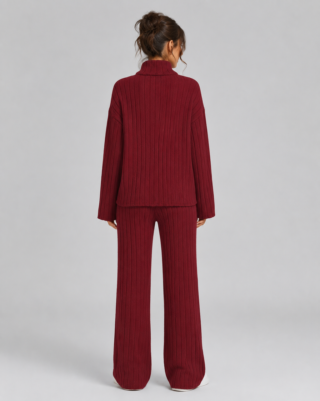 Ensemble coordonné en maille côtelée pour femme avec pull à col roulé | Asthall