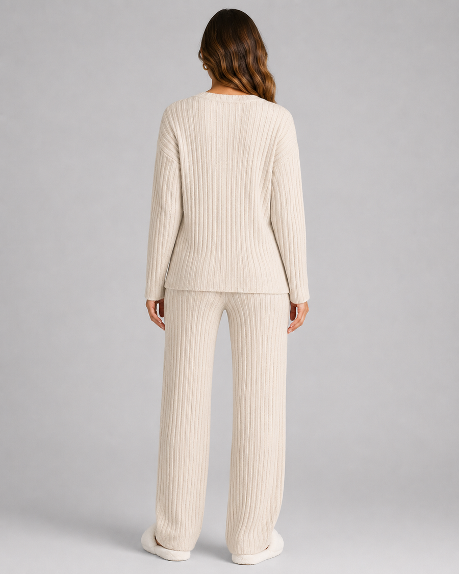 Women's Ribbed V-Neck Knitted Lounge Set | Adlestrop