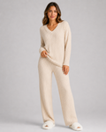 Women's Ribbed V-Neck Knitted Lounge Set | Adlestrop