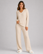 Women's Ribbed V-Neck Knitted Lounge Set | Adlestrop