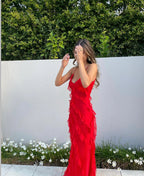 Women's Ruffle Maxi Dress Flowy Relaxed Fit - Parker and Grant