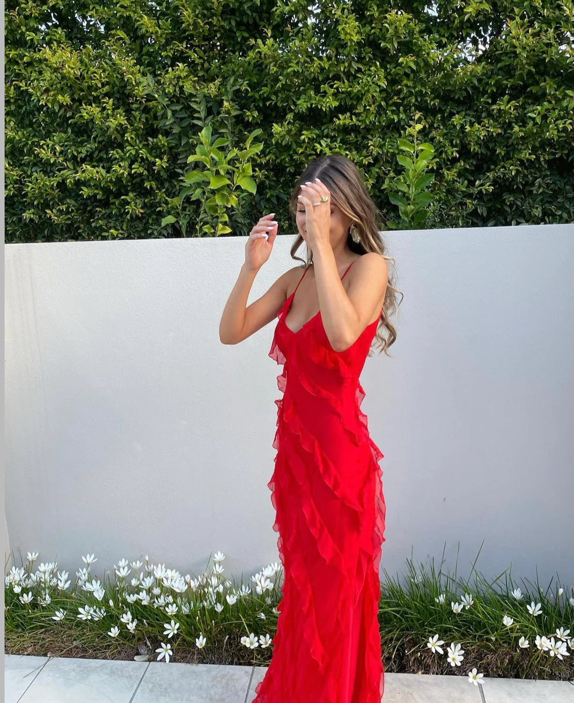 Women's Ruffle Maxi Dress Flowy Relaxed Fit - Parker and Grant