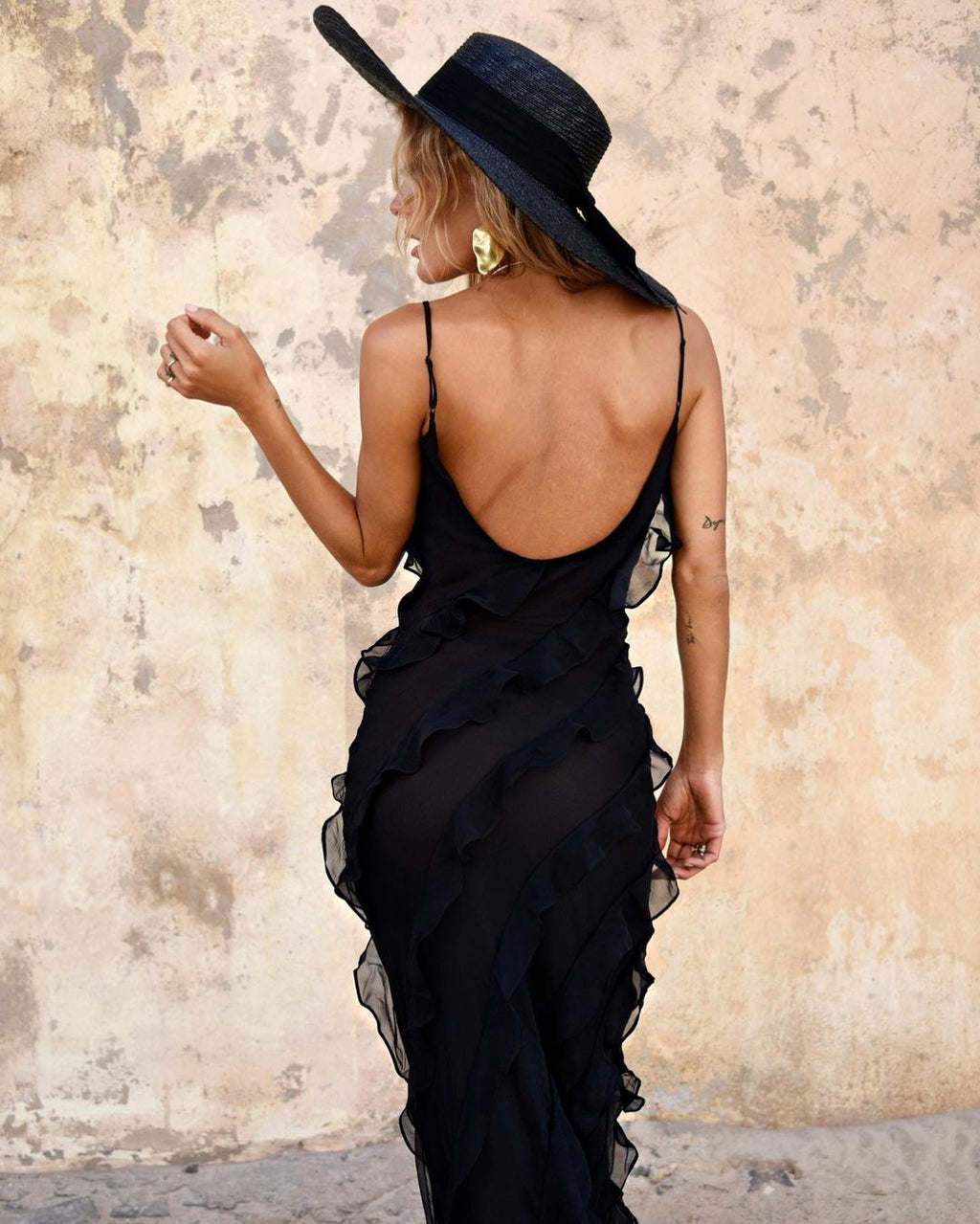 Women's Ruffle Maxi Dress Flowy Relaxed Fit - Parker and Grant