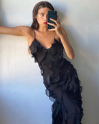Women's Ruffle Maxi Dress Flowy Relaxed Fit - Parker and Grant