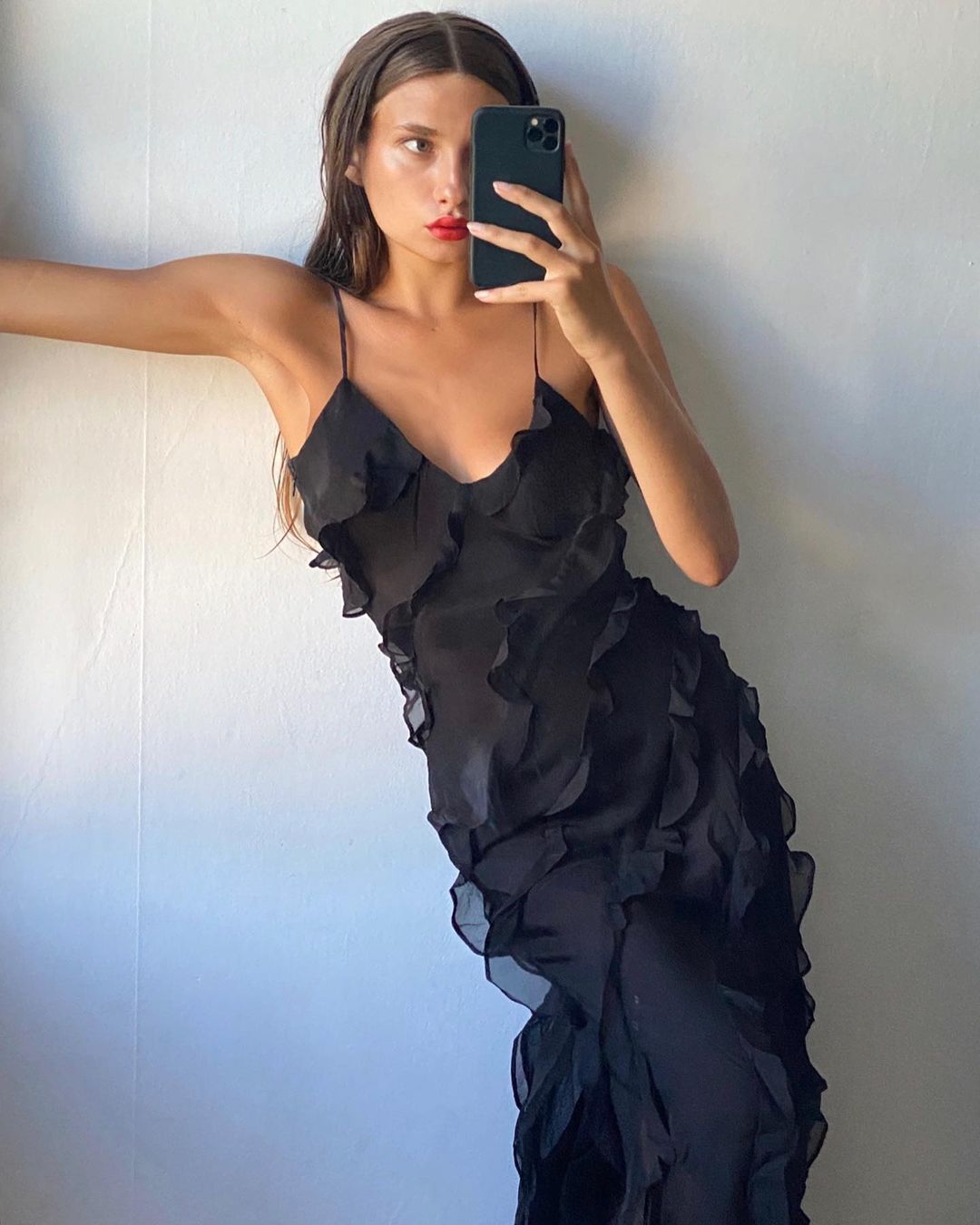 Women's Ruffle Maxi Dress Flowy Relaxed Fit - Parker and Grant