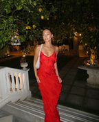 Women's Ruffle Maxi Dress Flowy Relaxed Fit - Parker and Grant