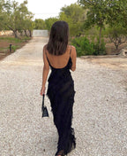 Women's Ruffle Maxi Dress Flowy Relaxed Fit - Parker and Grant