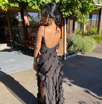 Women's Ruffle Maxi Dress Flowy Relaxed Fit - Parker and Grant