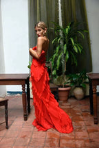 Women's Ruffle Maxi Dress Flowy Relaxed Fit - Parker and Grant