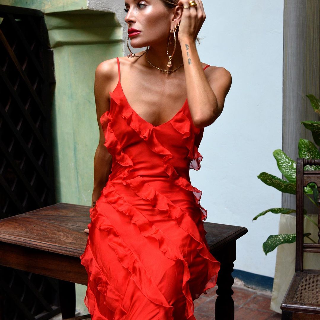 Women's Ruffle Maxi Dress Flowy Relaxed Fit - Parker and Grant