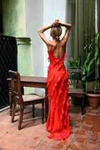 Women's Ruffle Maxi Dress Flowy Relaxed Fit - Parker and Grant