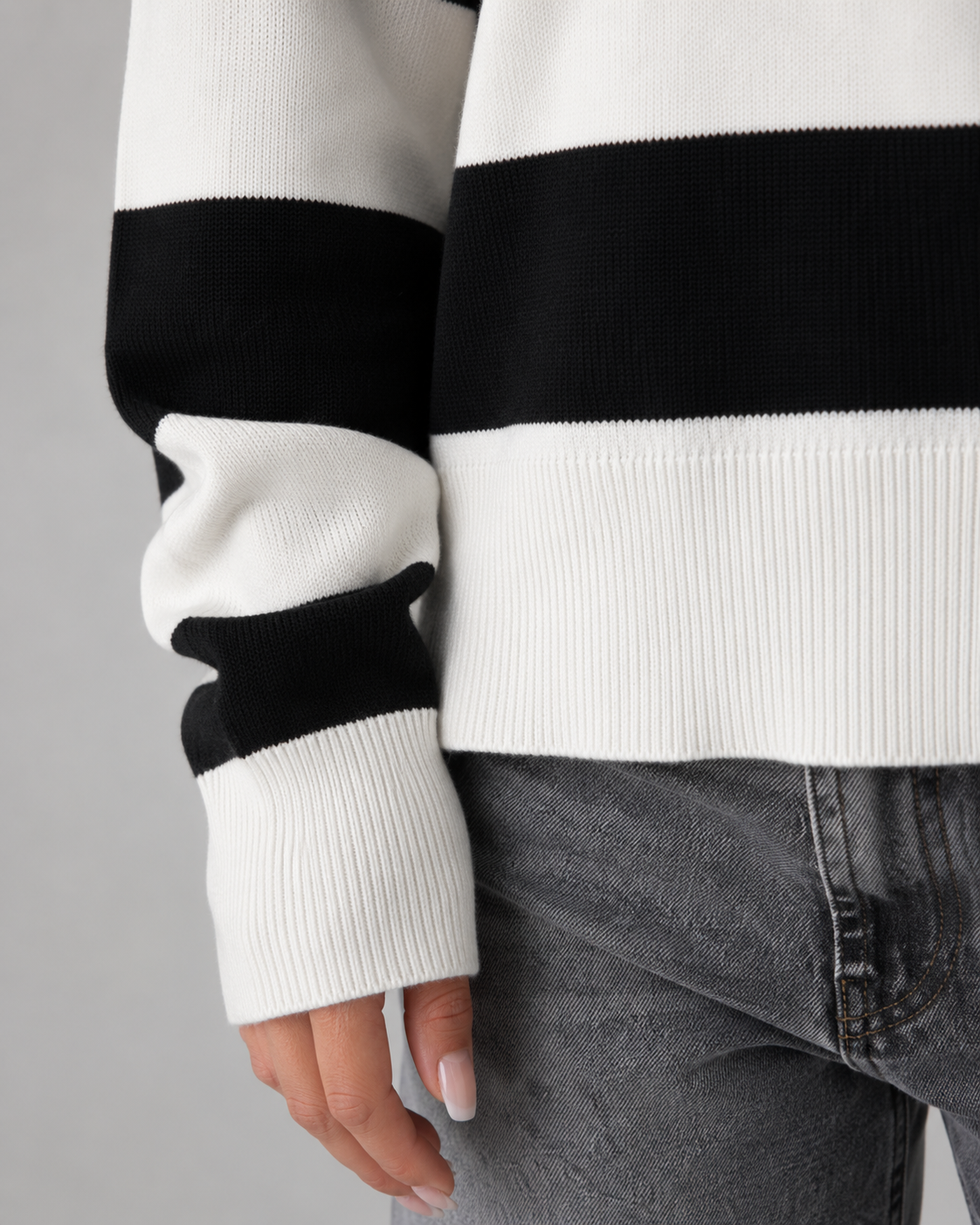 Damski sweter z kołnierzykiem polo w paski rugby | Eastleach