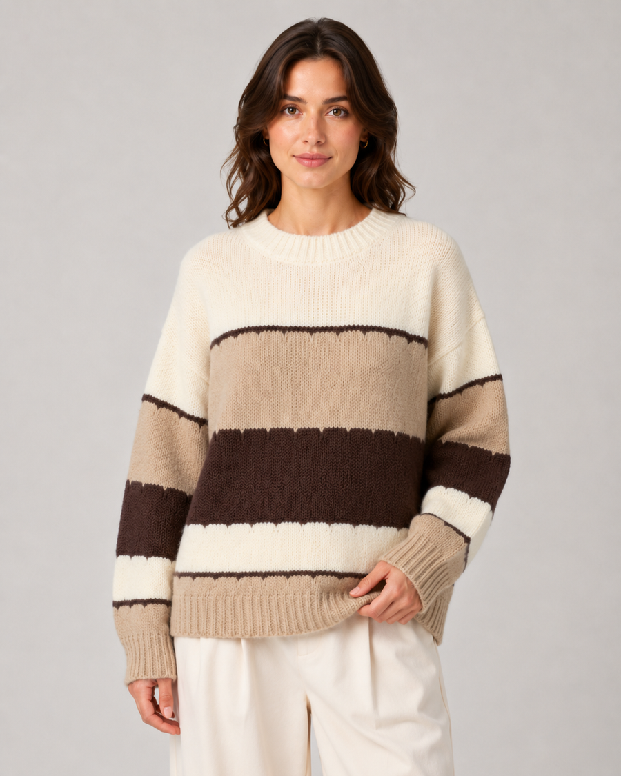 Pull en maille rayée à empiècements color-block pour femme | Brockenhurst