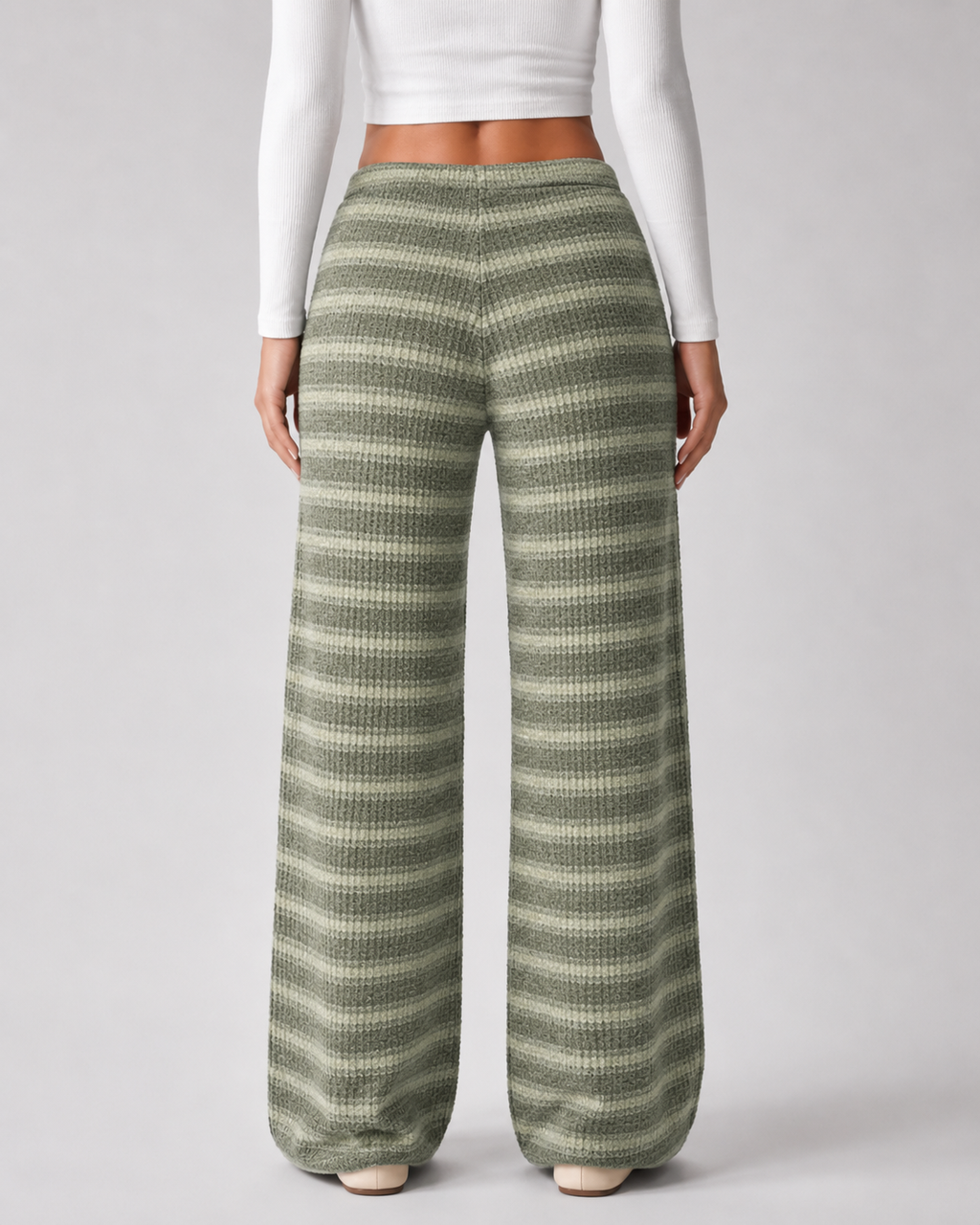 Women's Striped Knit Wide-Leg Joggers | Selborne