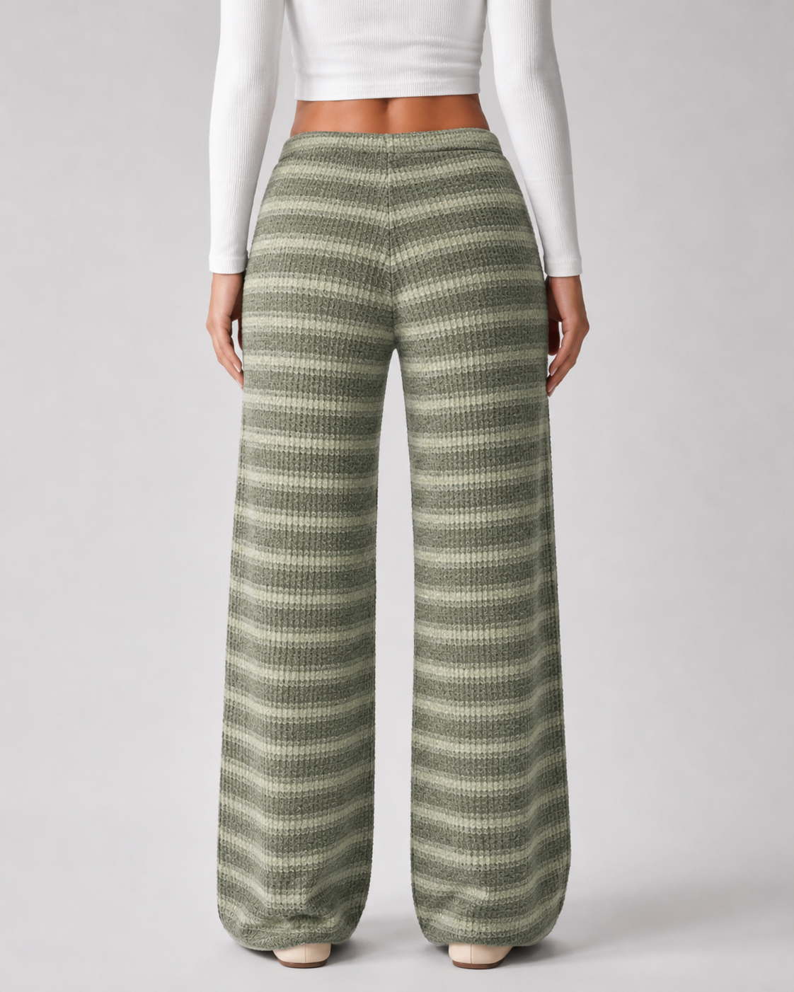 Women's Striped Knit Wide-Leg Joggers | Selborne