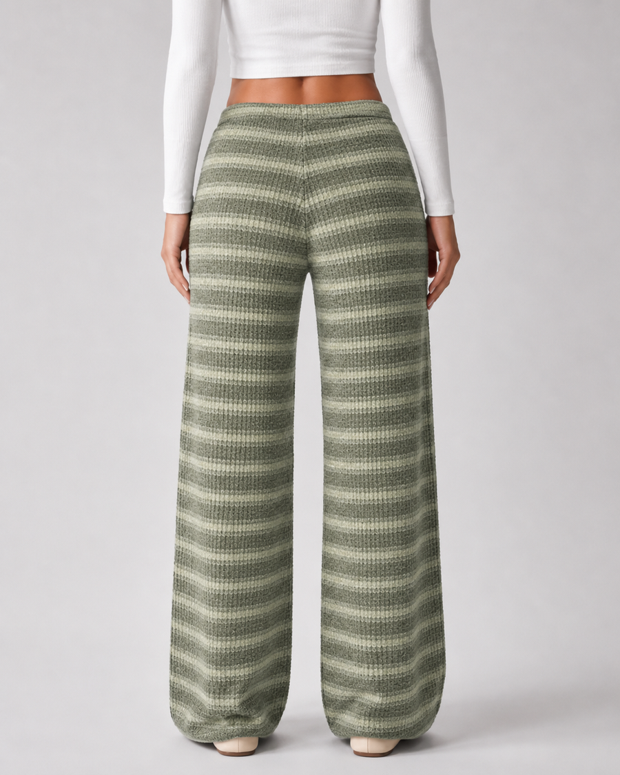Women's Striped Knit Wide-Leg Joggers | Selborne