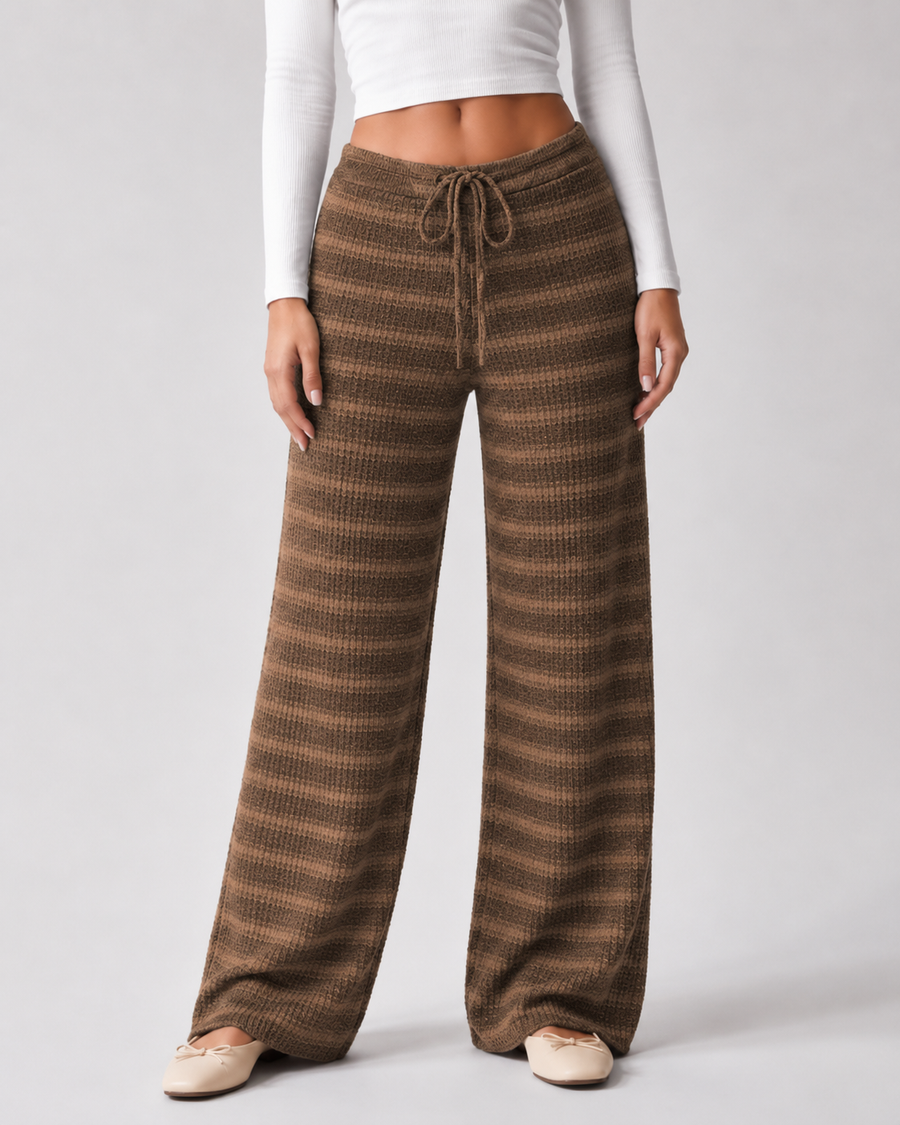 Women's Striped Knit Wide-Leg Joggers | Selborne