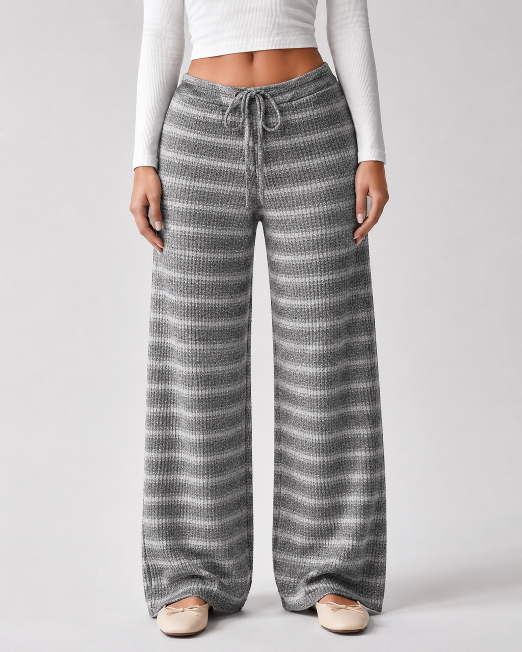 Women's Striped Knit Wide-Leg Joggers | Selborne