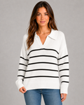 Pull polo en maille rayé pour femme | Bodiam