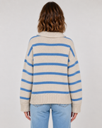 Pull en maille à col polo rayé pour femme | Hatherop