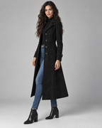 Manteau long ajusté effet daim pour femme | Hursley