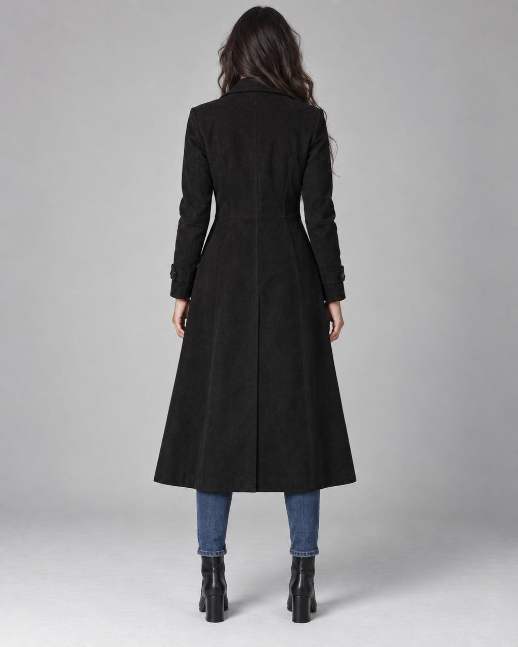 Manteau long ajusté effet daim pour femme | Hursley
