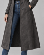 Manteau long ajusté effet daim pour femme | Hursley