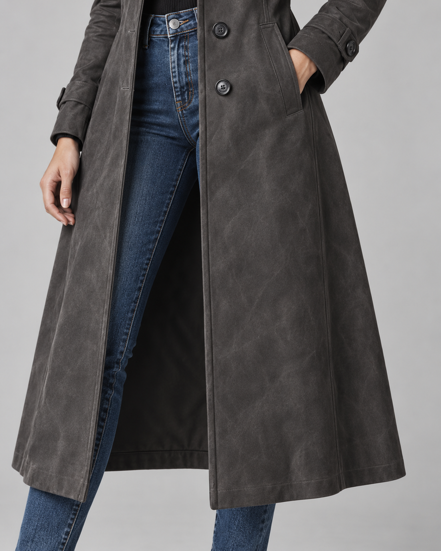 Women's Suede-Look Long Tailored Coat | Hursley