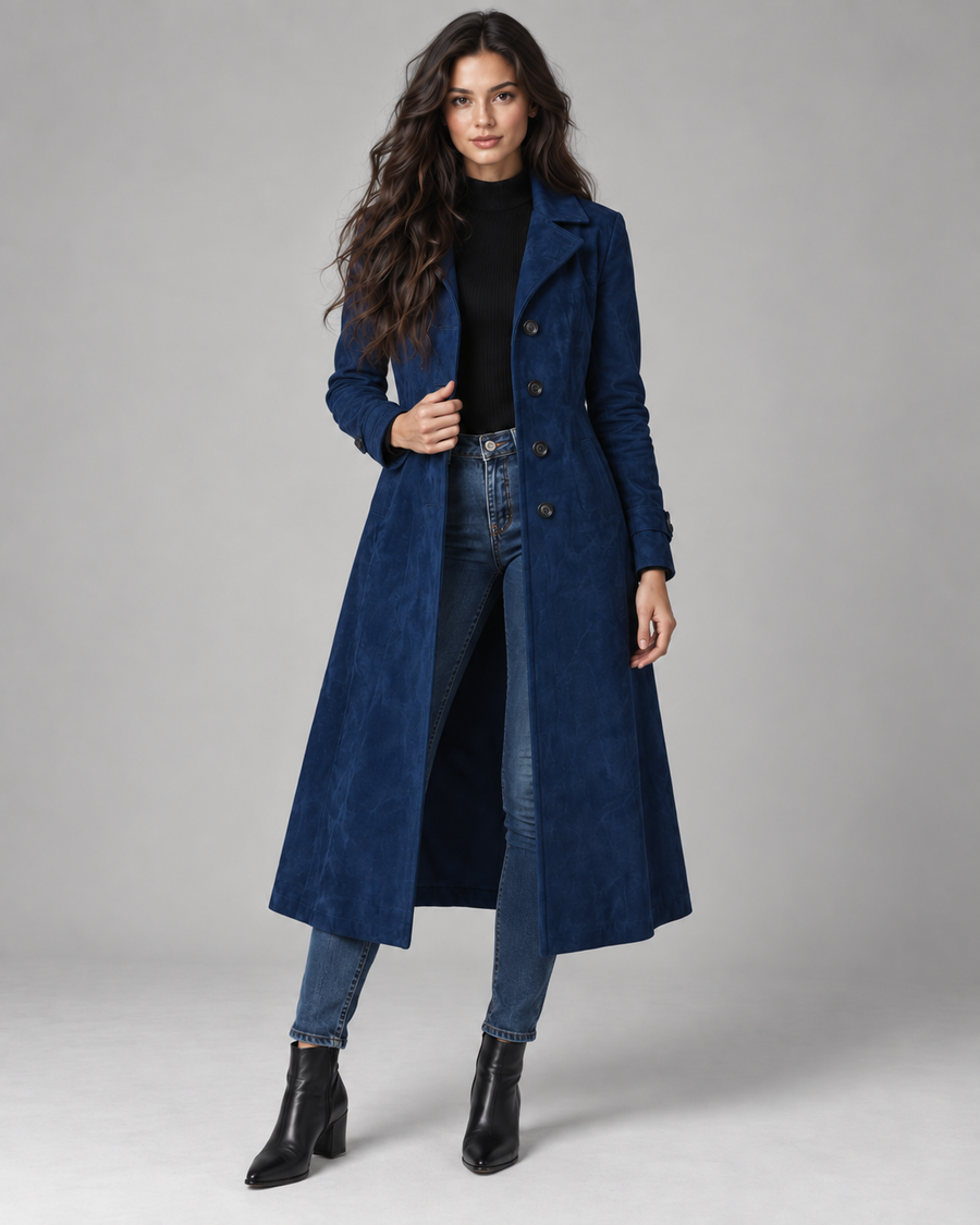 Women's Suede-Look Long Tailored Coat | Hursley
