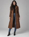 Manteau long ajusté effet daim pour femme | Hursley