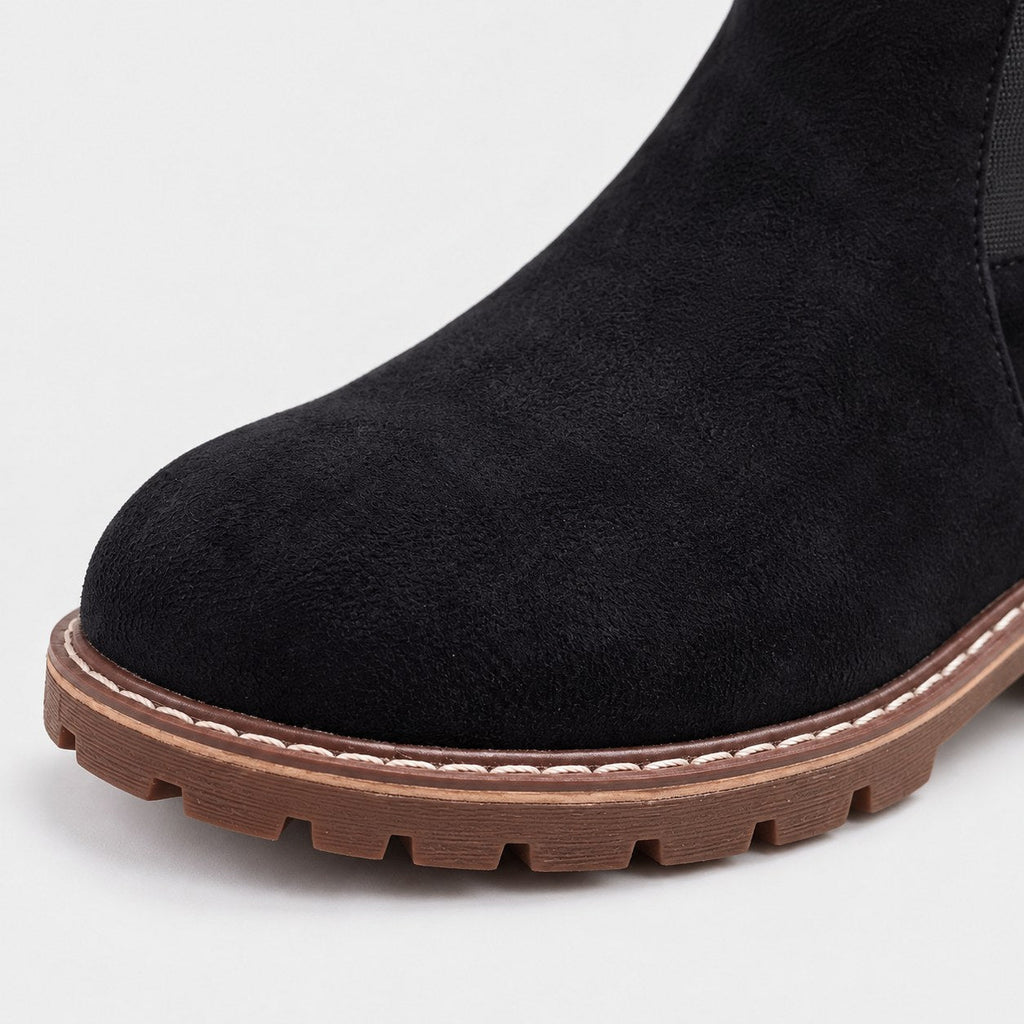 Women's Suede-Look Buckle Ankle Boots in Black | Kingsand – detail view