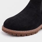 Women's Suede-Look Buckle Ankle Boots in Black | Kingsand – detail view