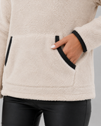Pull en polaire teddy à col cheminée avec demi-fermeture zippée pour femme | Buscot