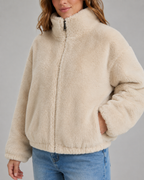 Veste courte en tissu teddy à col cheminée pour femme | Ampney