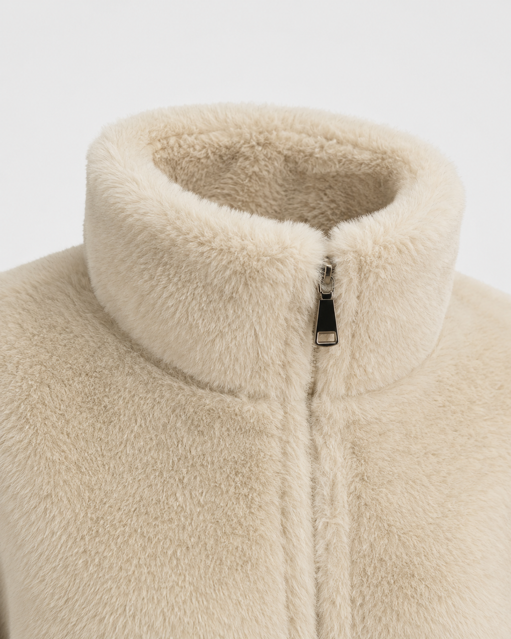 Veste courte en tissu teddy à col cheminée pour femme | Ampney