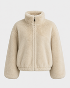 Veste courte en tissu teddy à col cheminée pour femme | Ampney