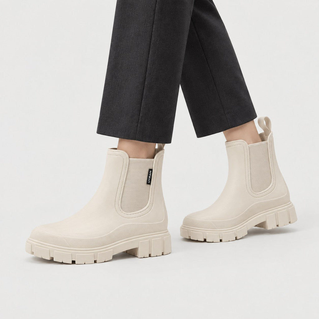 Women's Water-Repellent Chelsea Boots in Cream | Lealholm – side view