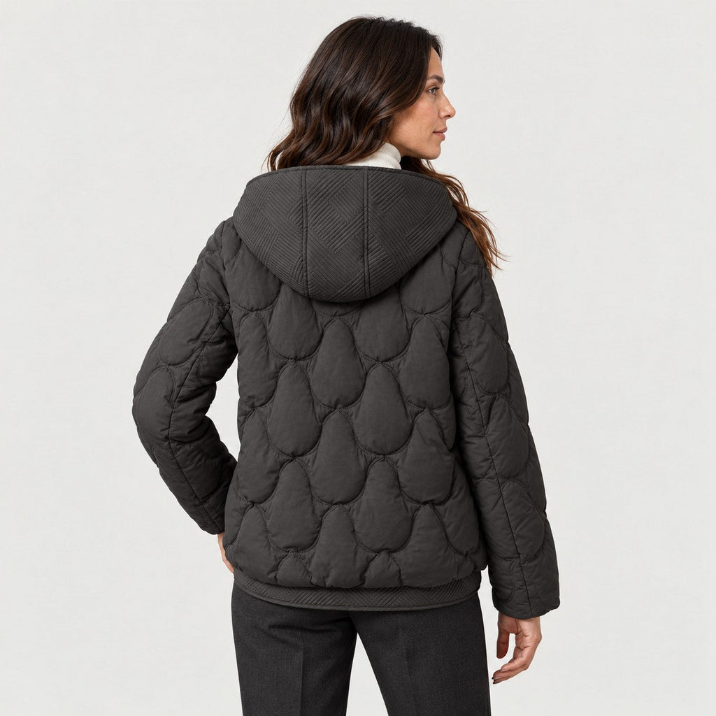 Women's wave-quilted puffer jacket in Black | Hargrave – back view