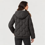 Women's wave-quilted puffer jacket in Black | Hargrave – back view