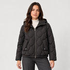 Women's wave-quilted puffer jacket in Black | Hargrave – front view