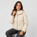 Women's wave-quilted puffer jacket in Ivory | Hargrave – side view