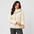 Women's wave-quilted puffer jacket in Ivory | Hargrave – front view
