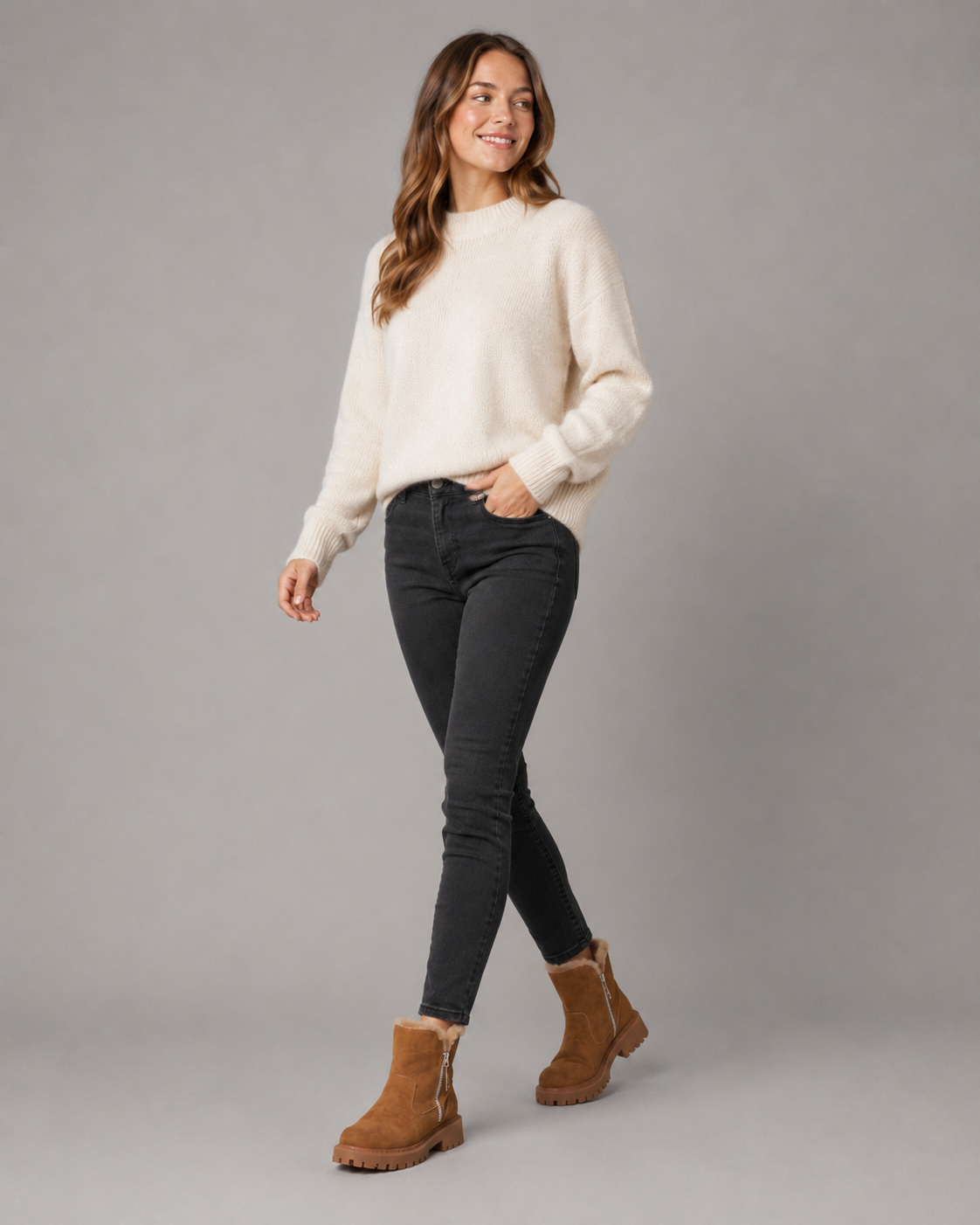 Women's Faux Fur Lined Ankle Boots with Side Zip | Otford