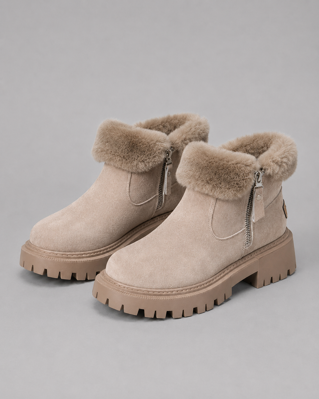 Women's Faux Fur Lined Ankle Boots with Side Zip | Otford