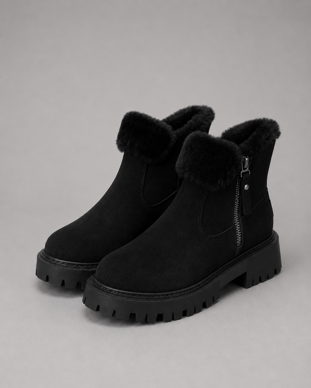 Women's Faux Fur Lined Ankle Boots with Side Zip | Otford