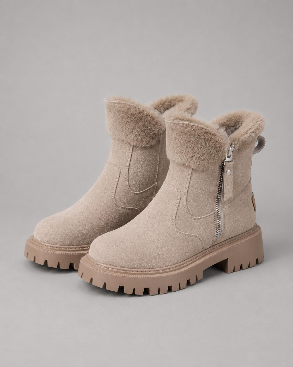 Women's Faux Fur Lined Ankle Boots with Side Zip | Otford