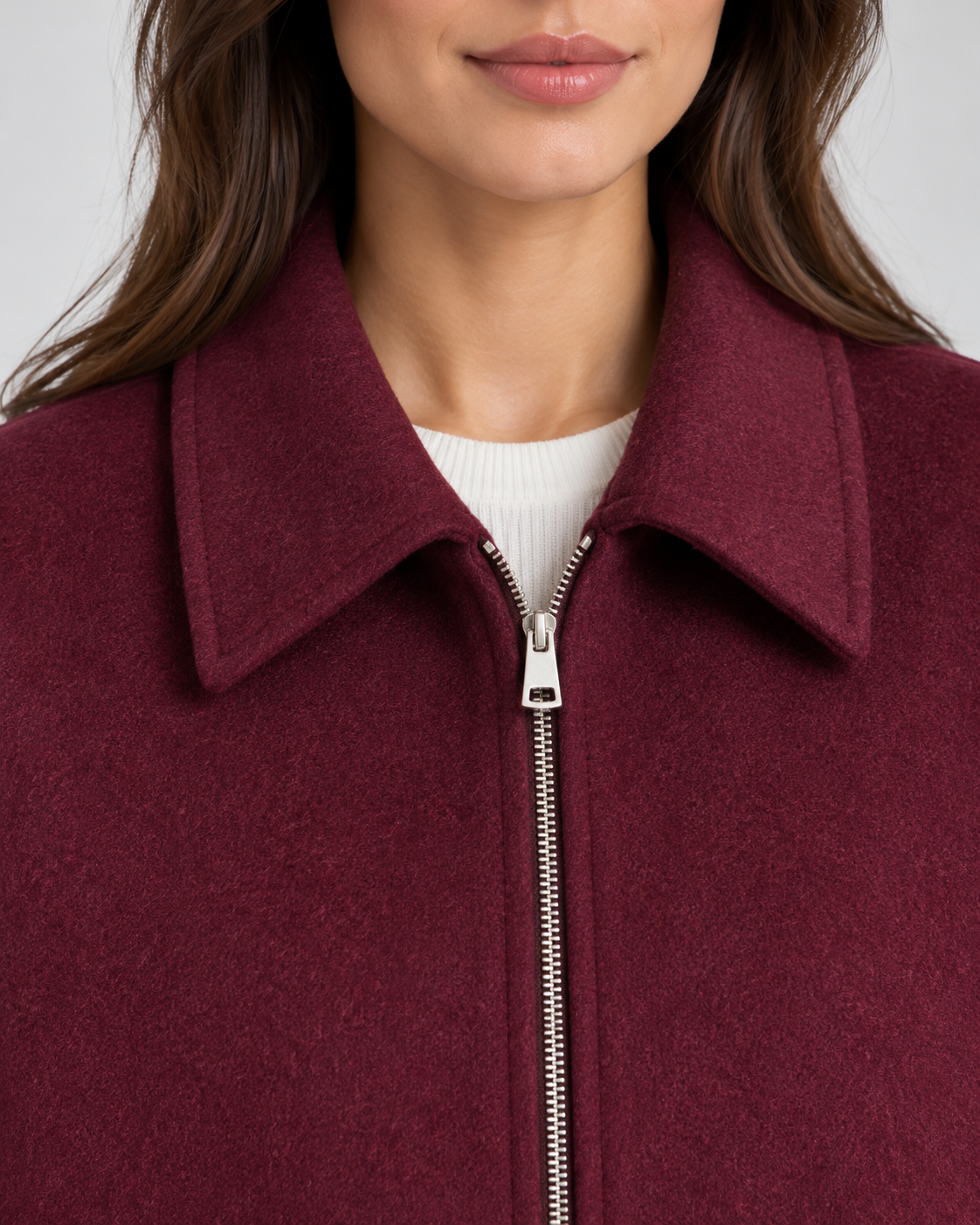 Veste zippée effet laine à col pointu pour femme | Litlington